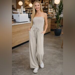 Sleet Acid Washed Strapless Tube Top Jumpsuit